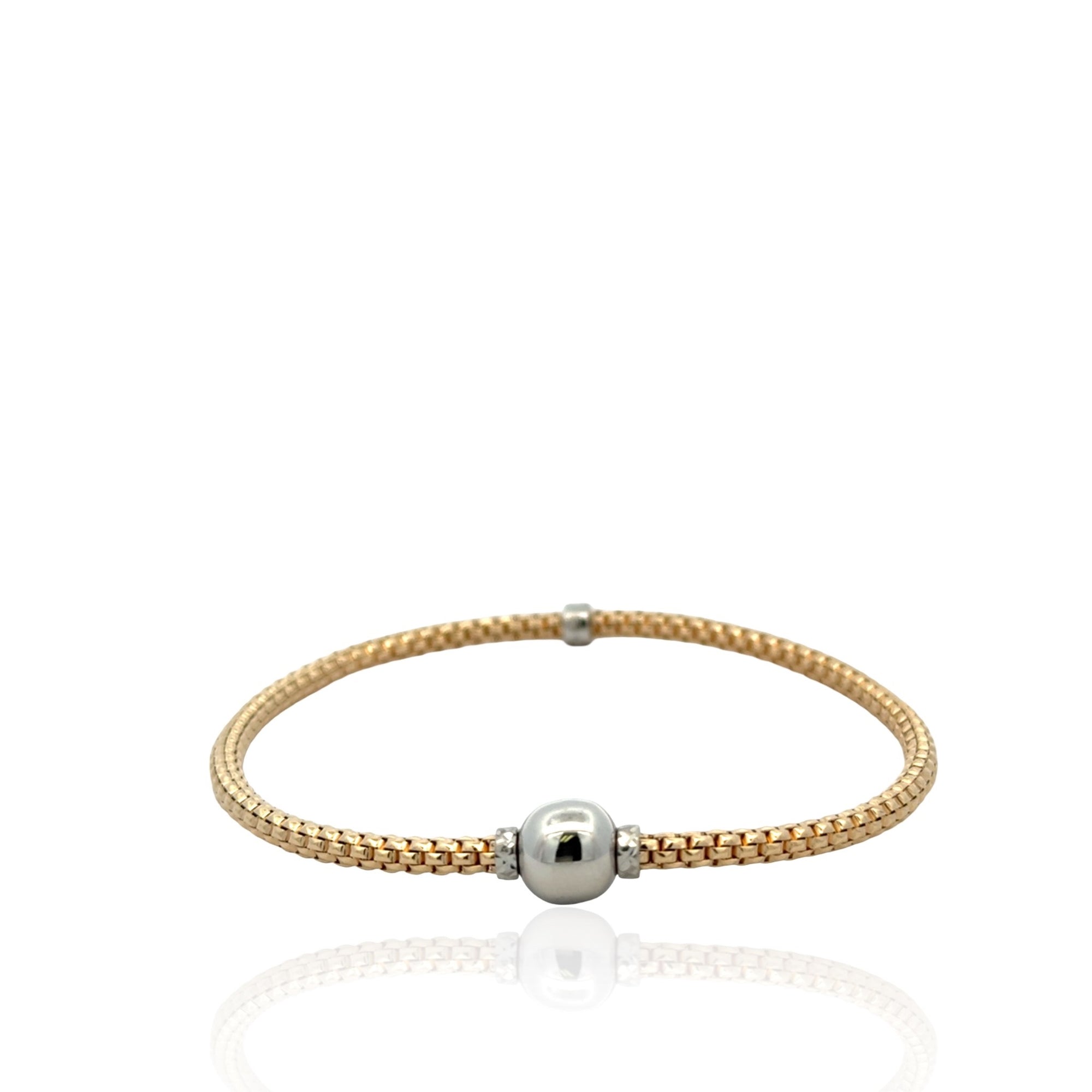 14 Karat Yellow and White Gold Italian Stretch Bracelet