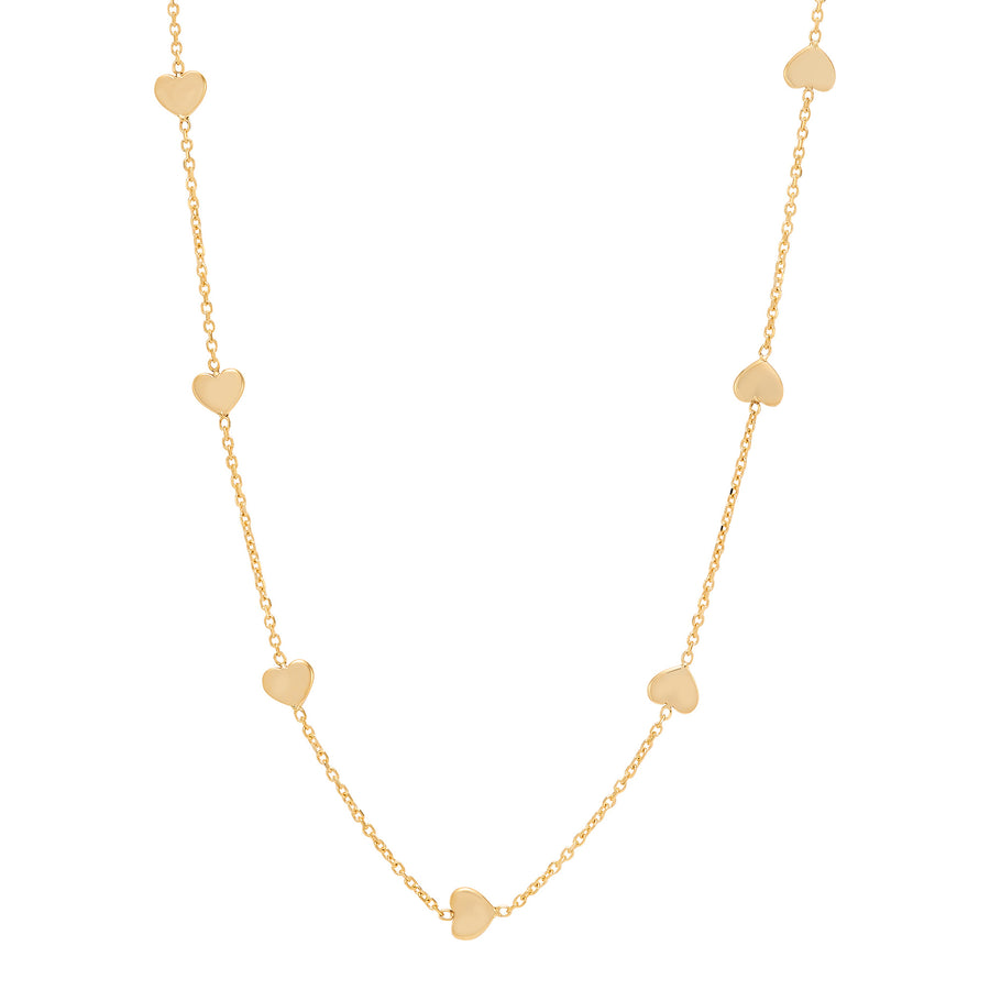 14 Karat Yellow Gold Hearts Station Necklace