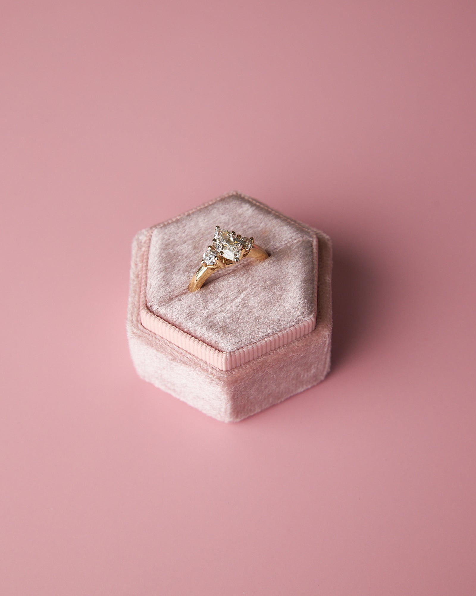 14 Karat Yellow Gold Marquise 3-Stone Diamond Ring