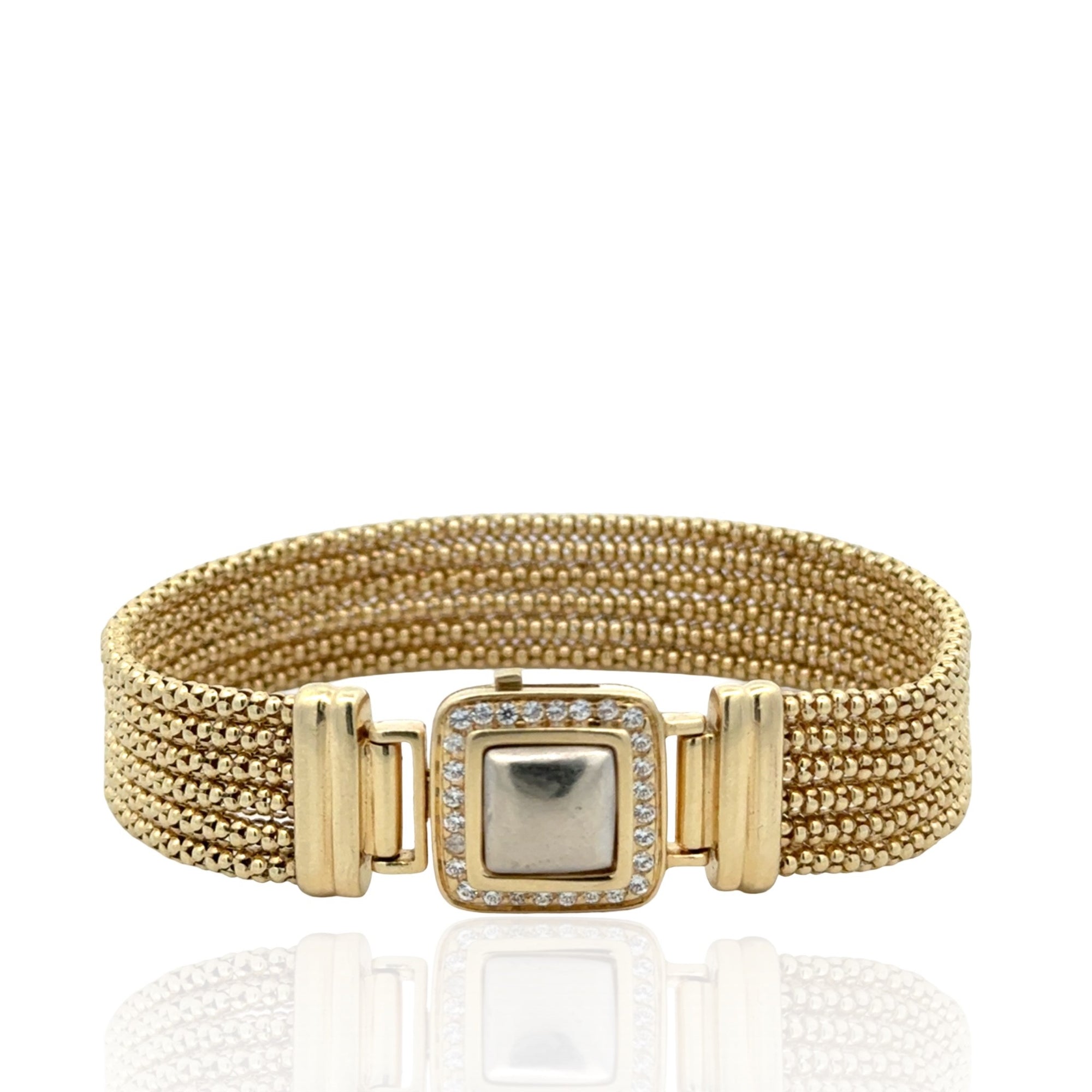 14 Karat Yellow Gold White Stone Bracelet