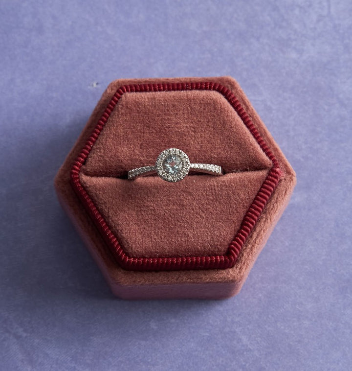 14 Karat White Gold Aquamarine and Diamond Ring