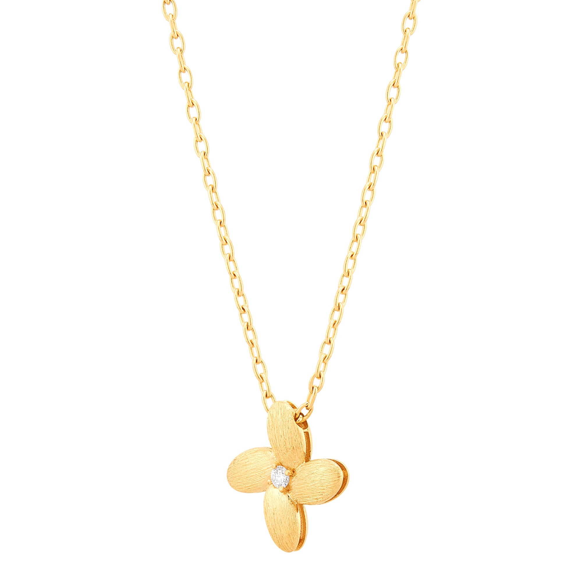 14Kt Yellow Gold Diamond Flower Necklace