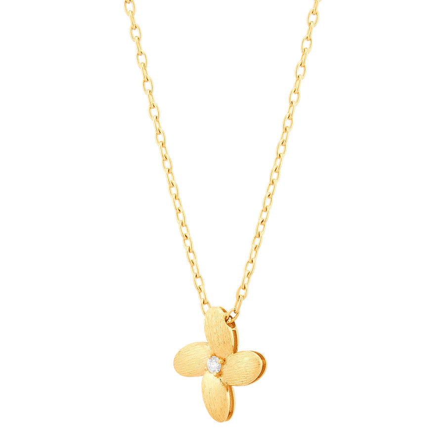 14Kt Yellow Gold Diamond Flower Necklace