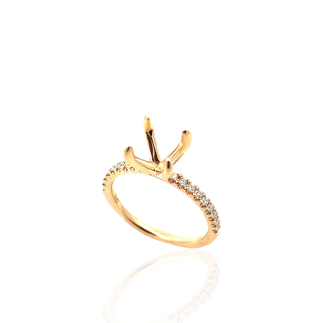 14 Karat Yellow Gold Diamond Semi-mount Ring