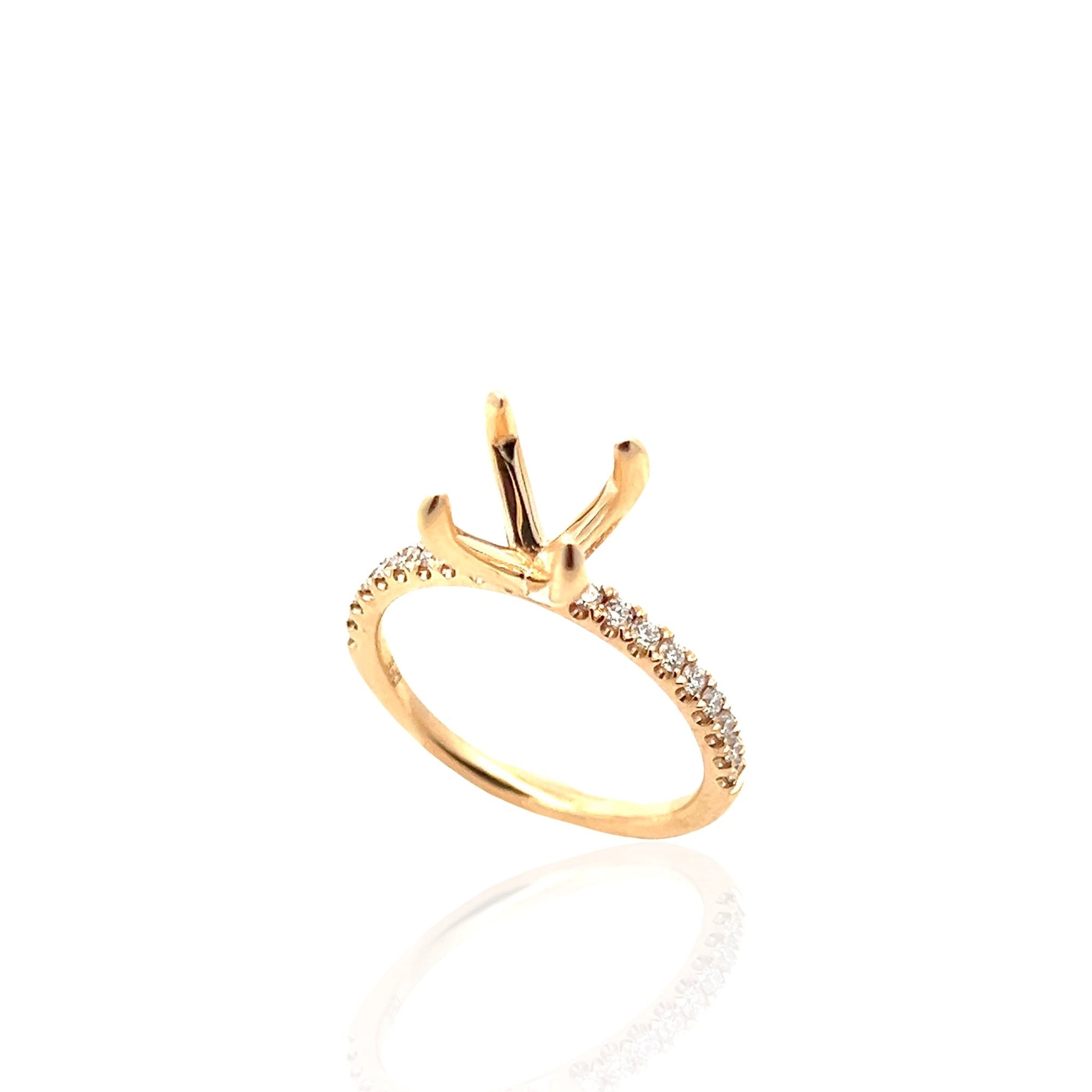 14 Karat Yellow Gold Diamond Semi-mount Ring