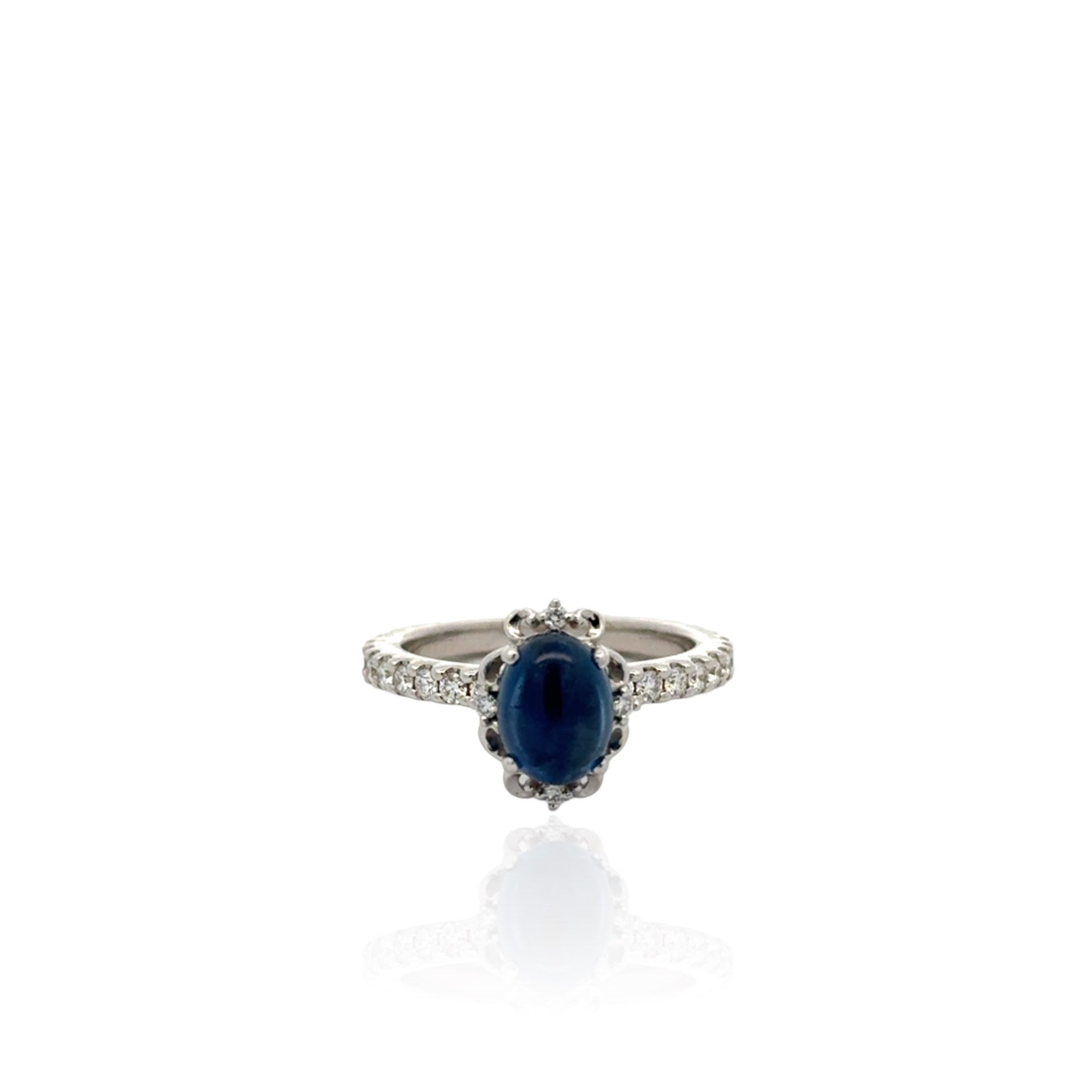 14 Karat White Gold Sapphire and Diamond Ring