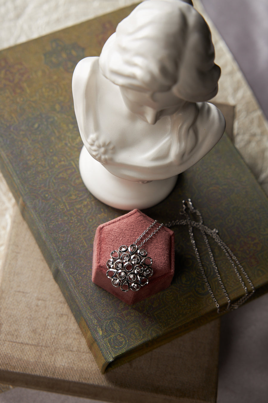 14 Karat White Gold Diamond Necklace