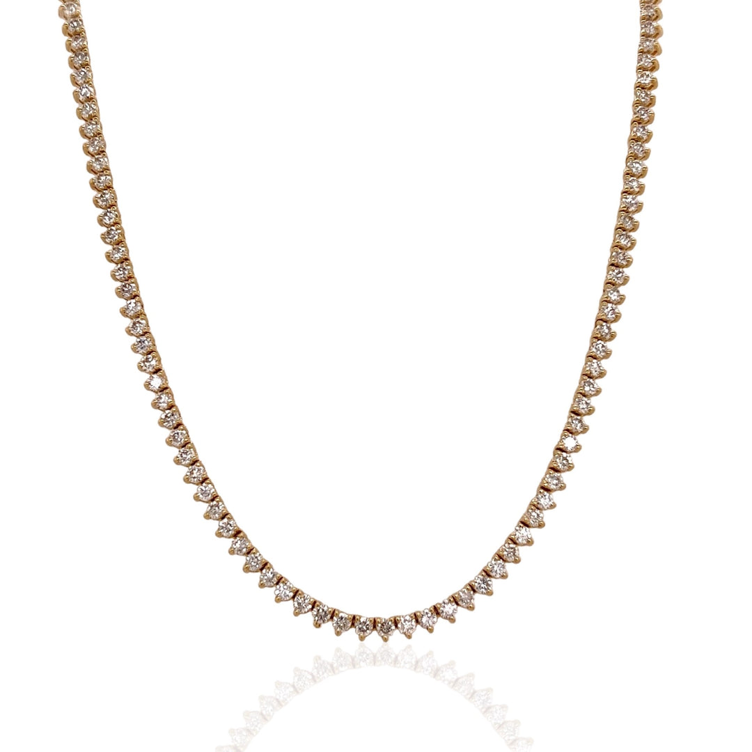 14 Karat Yellow Gold Diamond Line Necklace