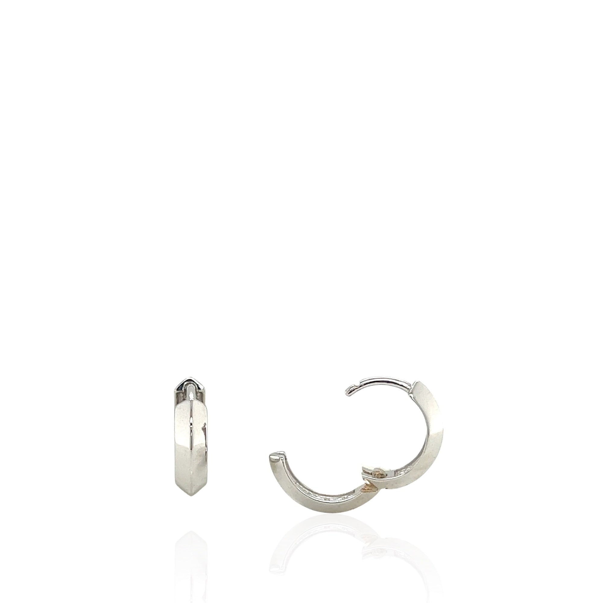 14 Karat White Gold Knife Edge Huggie Hoops