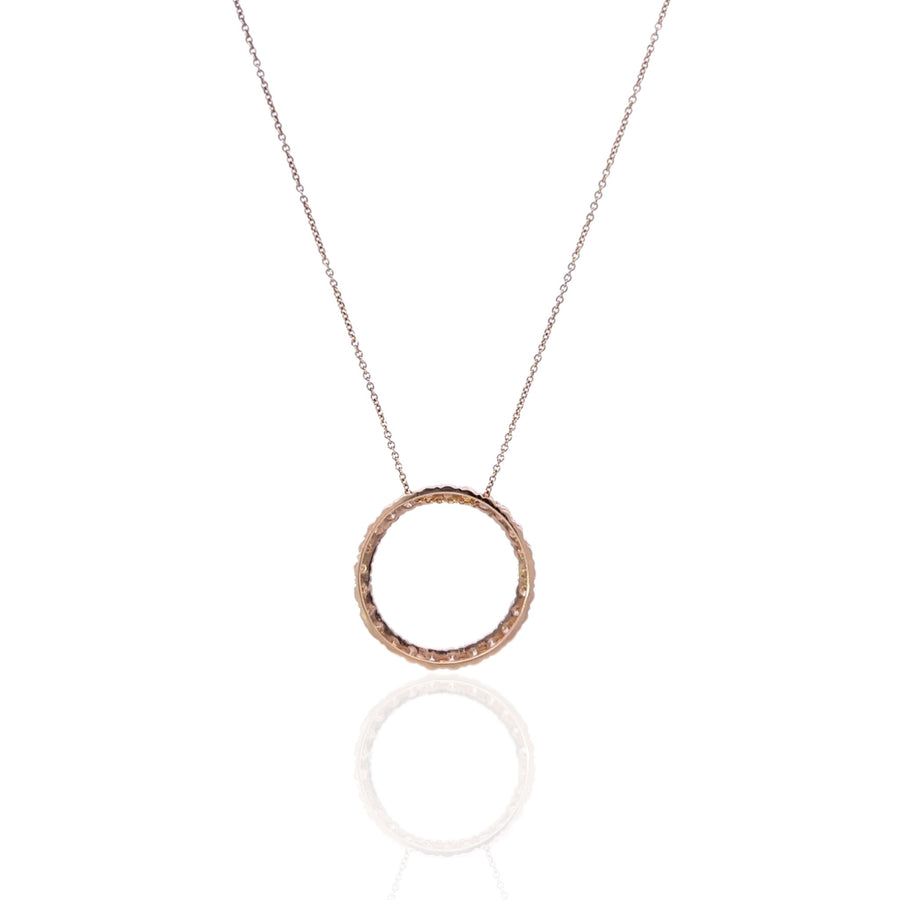 14 Karat Yellow Gold Circle of Diamonds Necklace