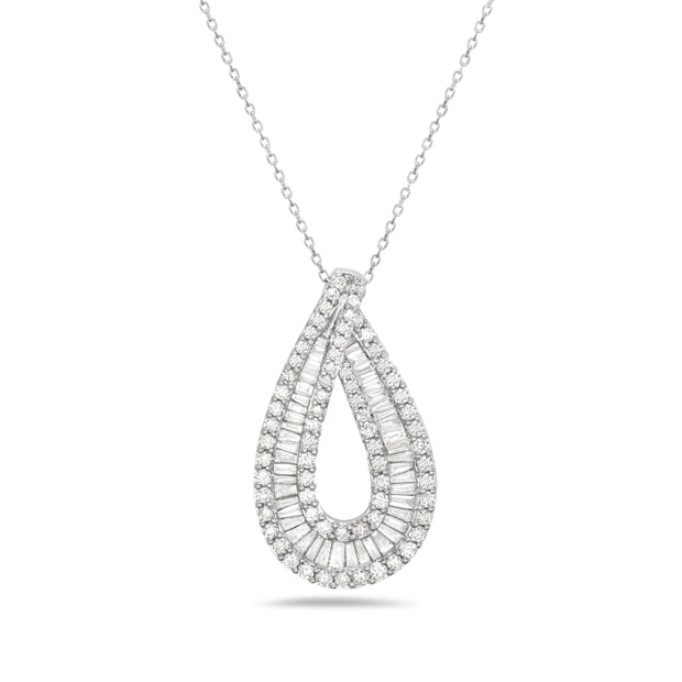 14 Karat White Gold Rain Drop Diamond Necklace