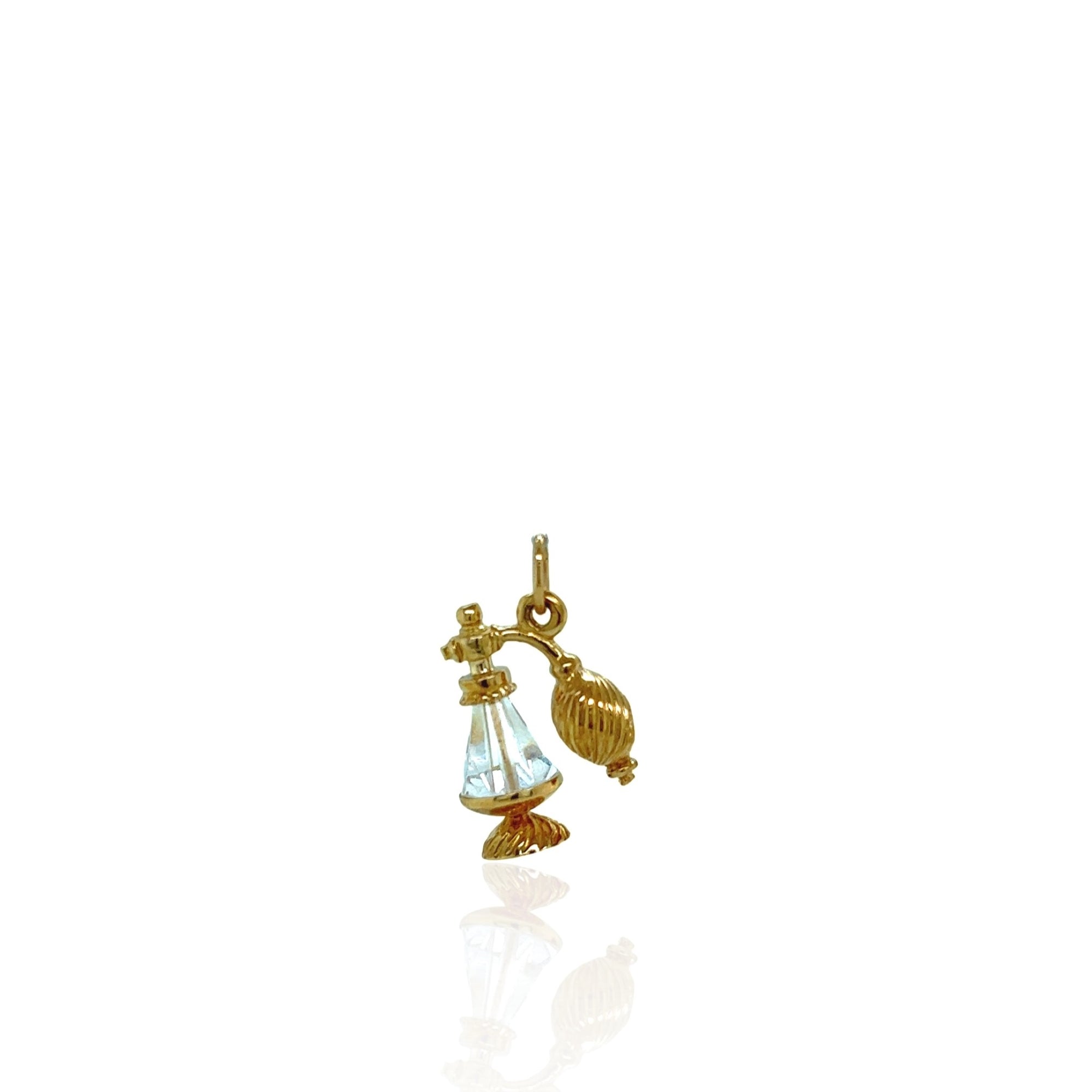 14 Karat Yellow Gold and Crystal Perfume Atomizer Charm