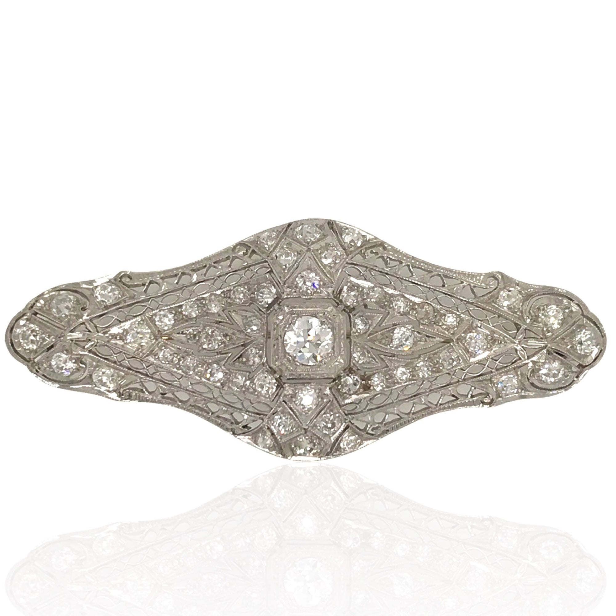 Edwardian Filigree Diamond Brooch