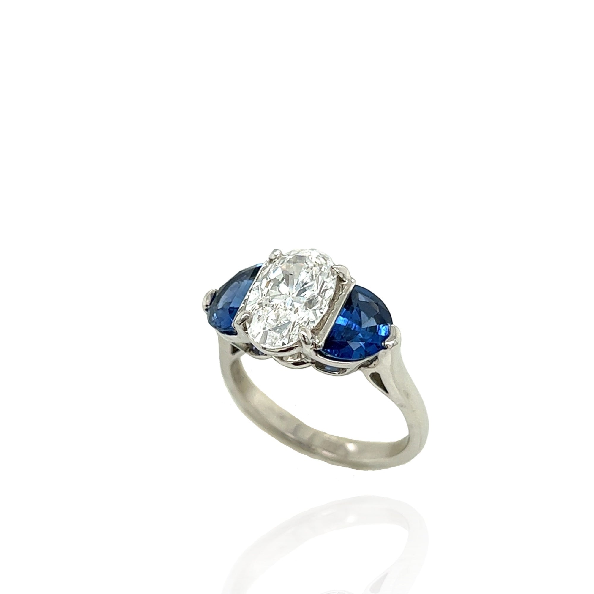 Handmade Sapphire & Diamond Ring in Platinum, 3.75ctw