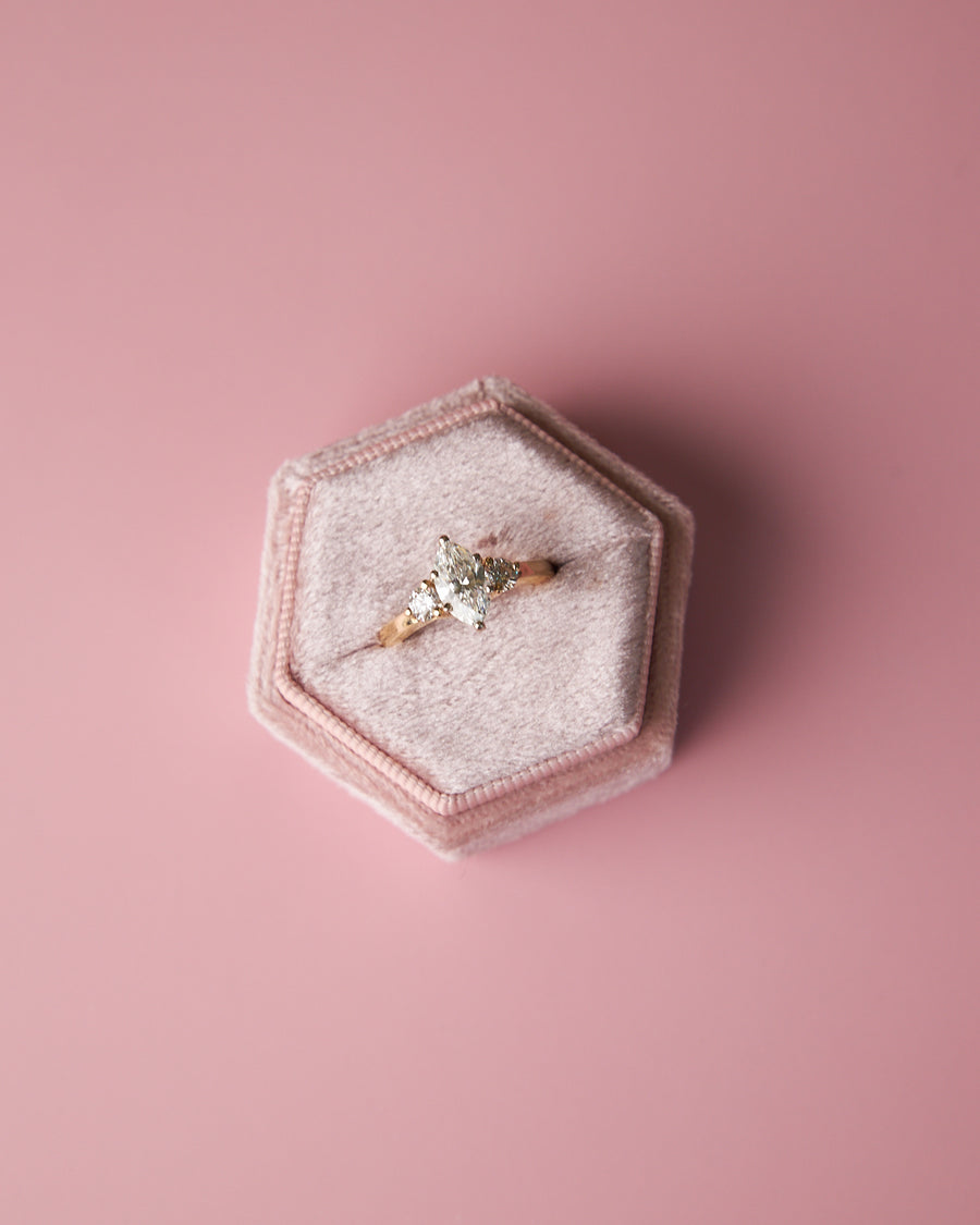 14 Karat Yellow Gold Marquise 3-Stone Diamond Ring