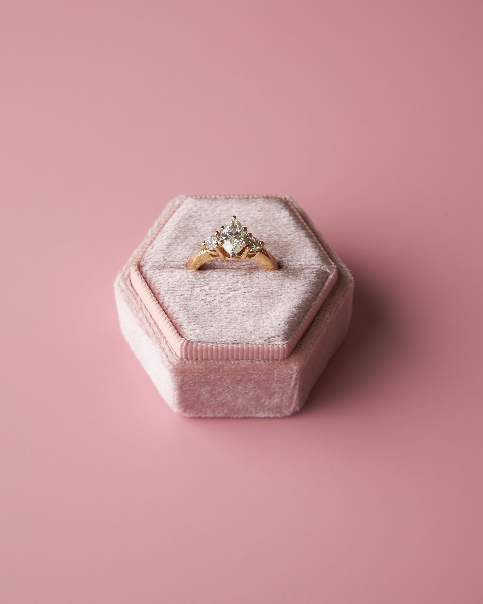 14 Karat Yellow Gold Marquise 3-Stone Diamond Ring