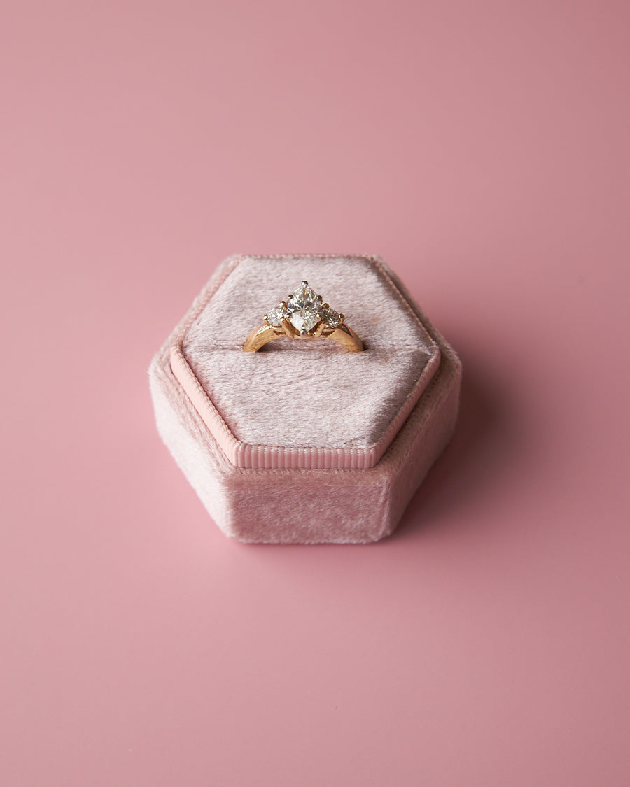 14 Karat Yellow Gold Marquise 3-Stone Diamond Ring