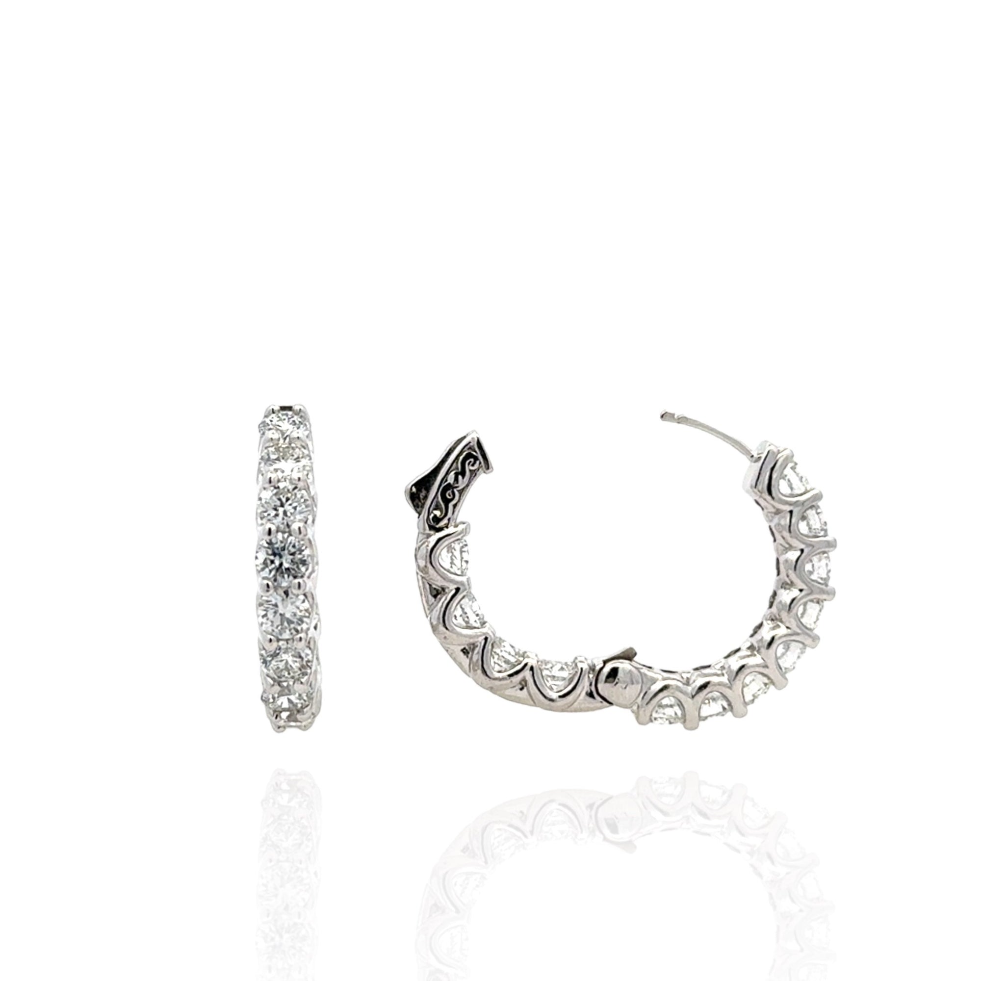 Inside-Out Diamond Hoop Earrings in 14K White Gold, 6.05ctw