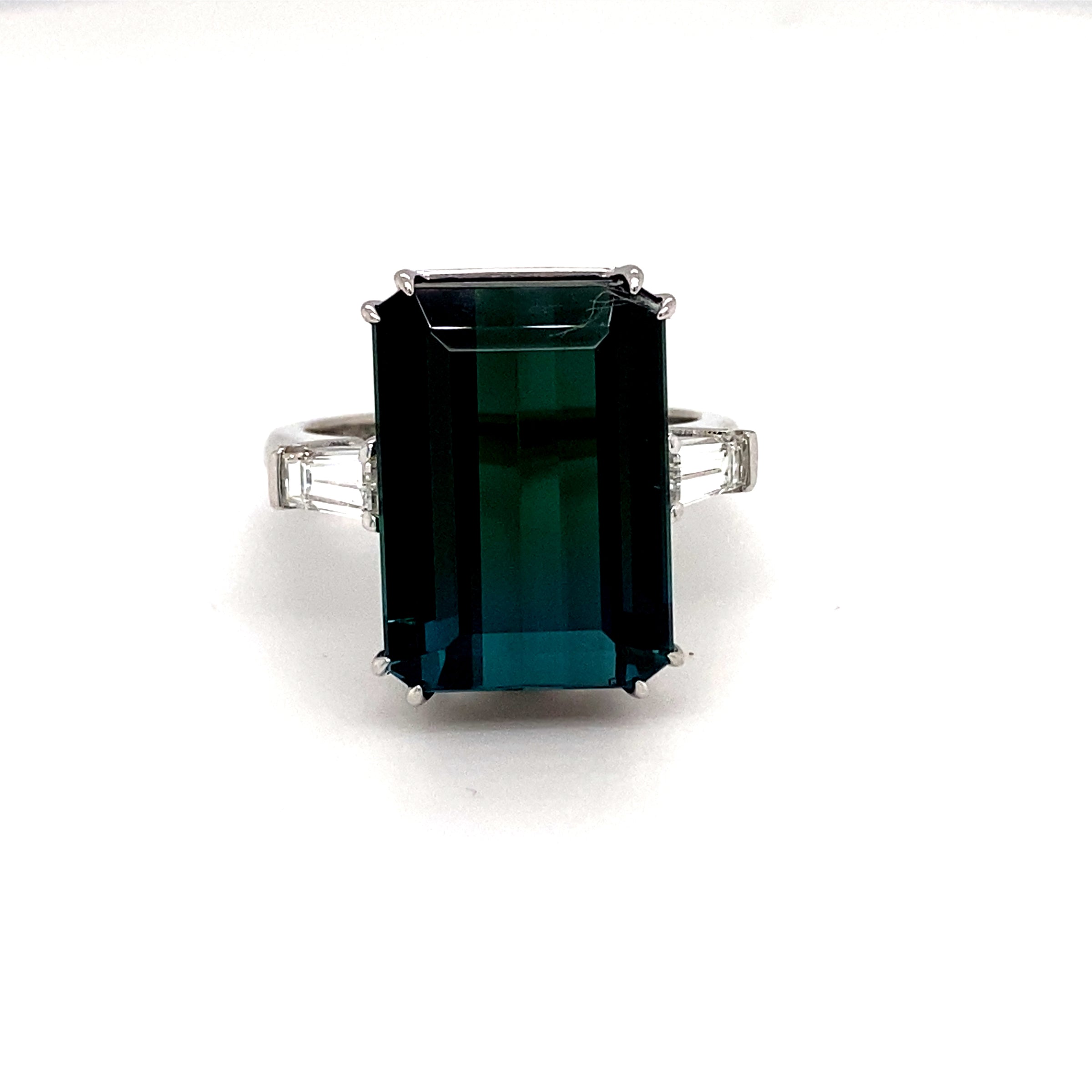 18 Karat White Gold Tourmaline and Diamond Ring