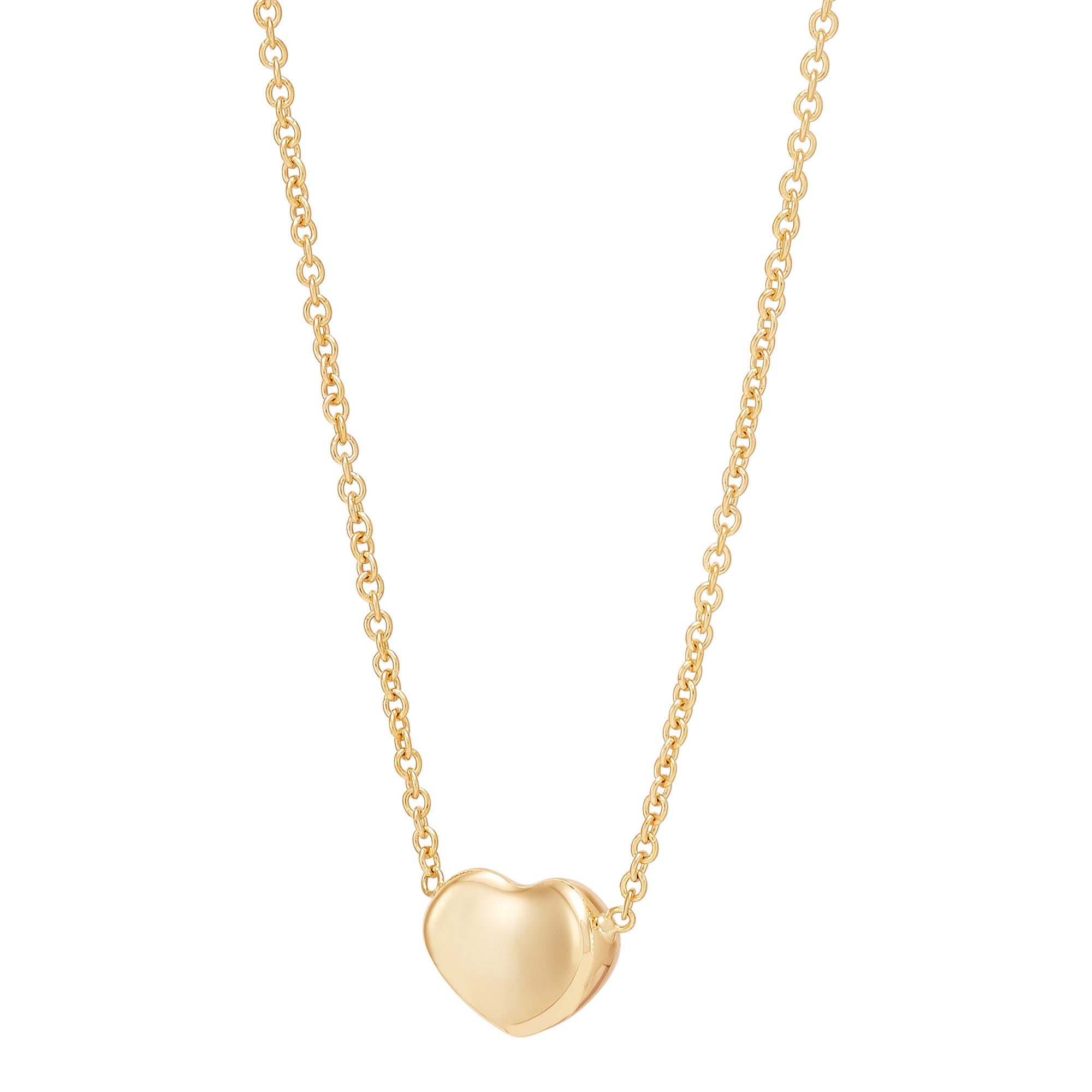 Heart Station Necklace in 14K Yellow Gold