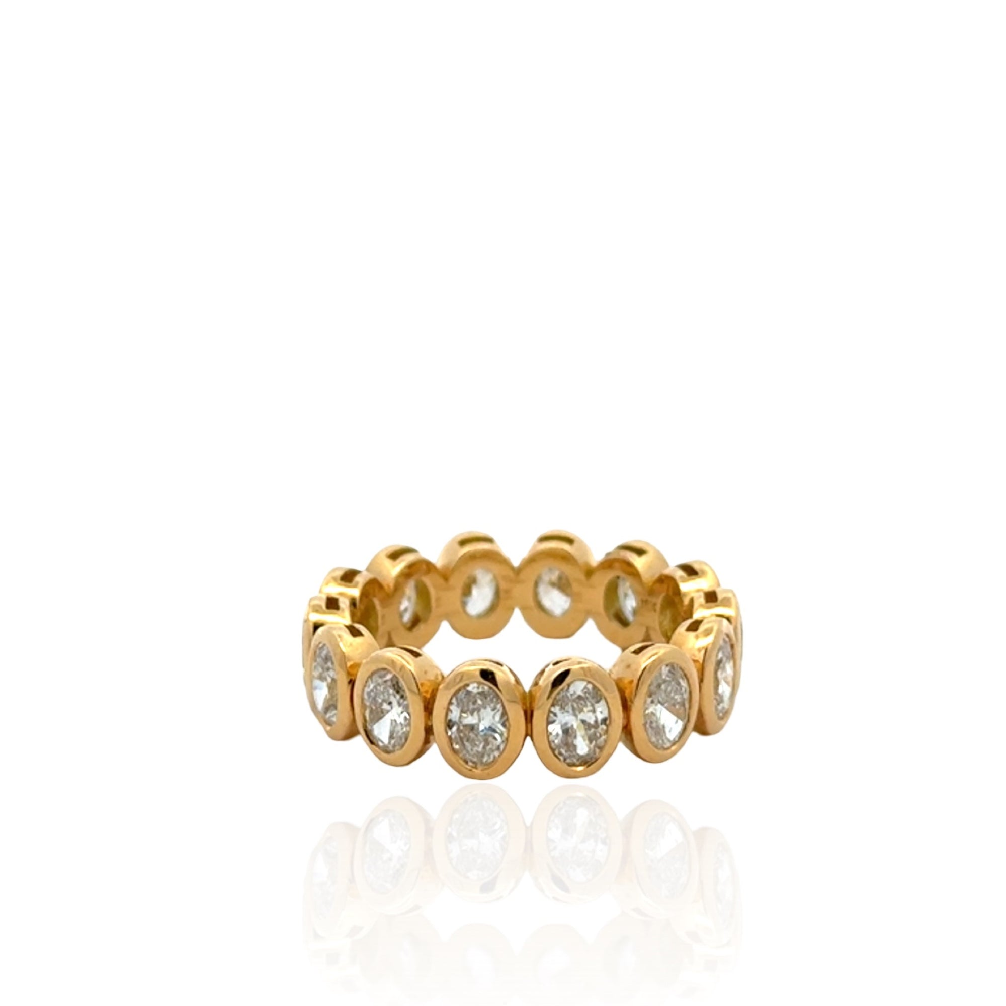 Bezel-Set Oval Diamond Band in 18K Yellow Gold, 2.67ctw