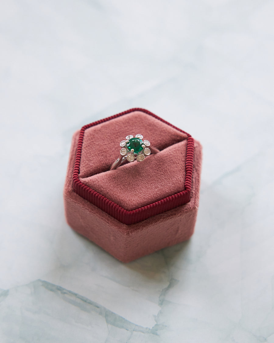 18 Karat White Gold Emerald and Diamond Ring