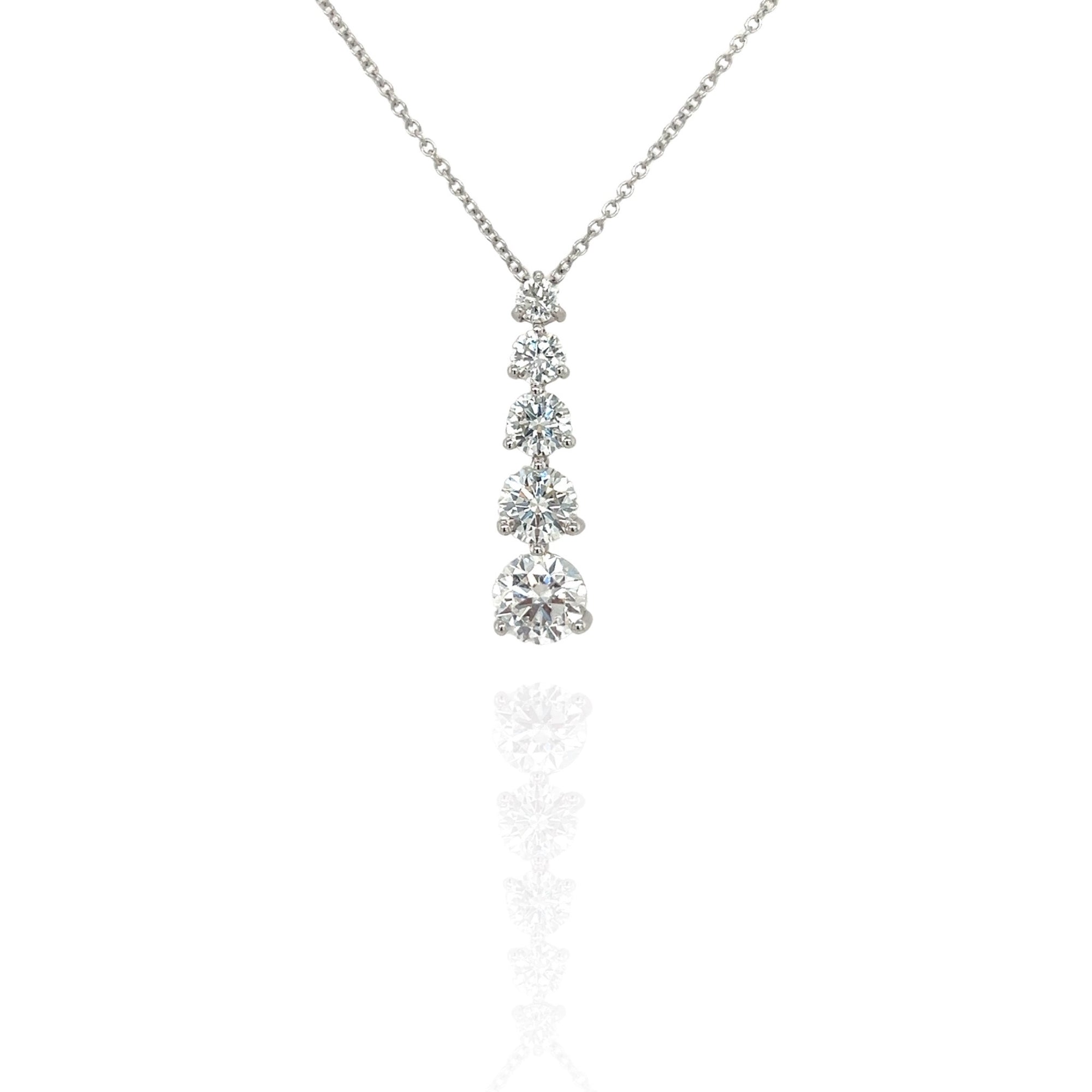 14 Karat White Gold Graduated Diamond Necklace