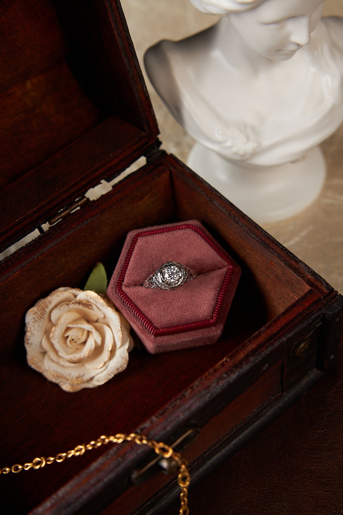 18 Karat Art Deco Filigree Engagement Ring