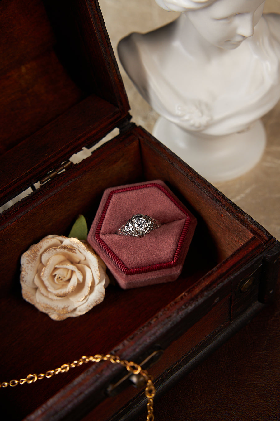 18 Karat Art Deco Filigree Engagement Ring