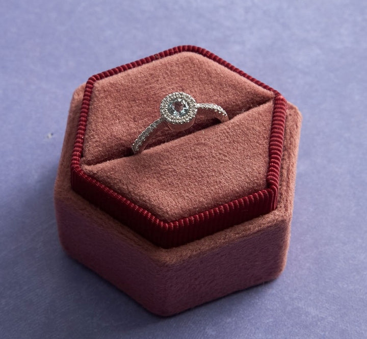 14 Karat White Gold Aquamarine and Diamond Ring