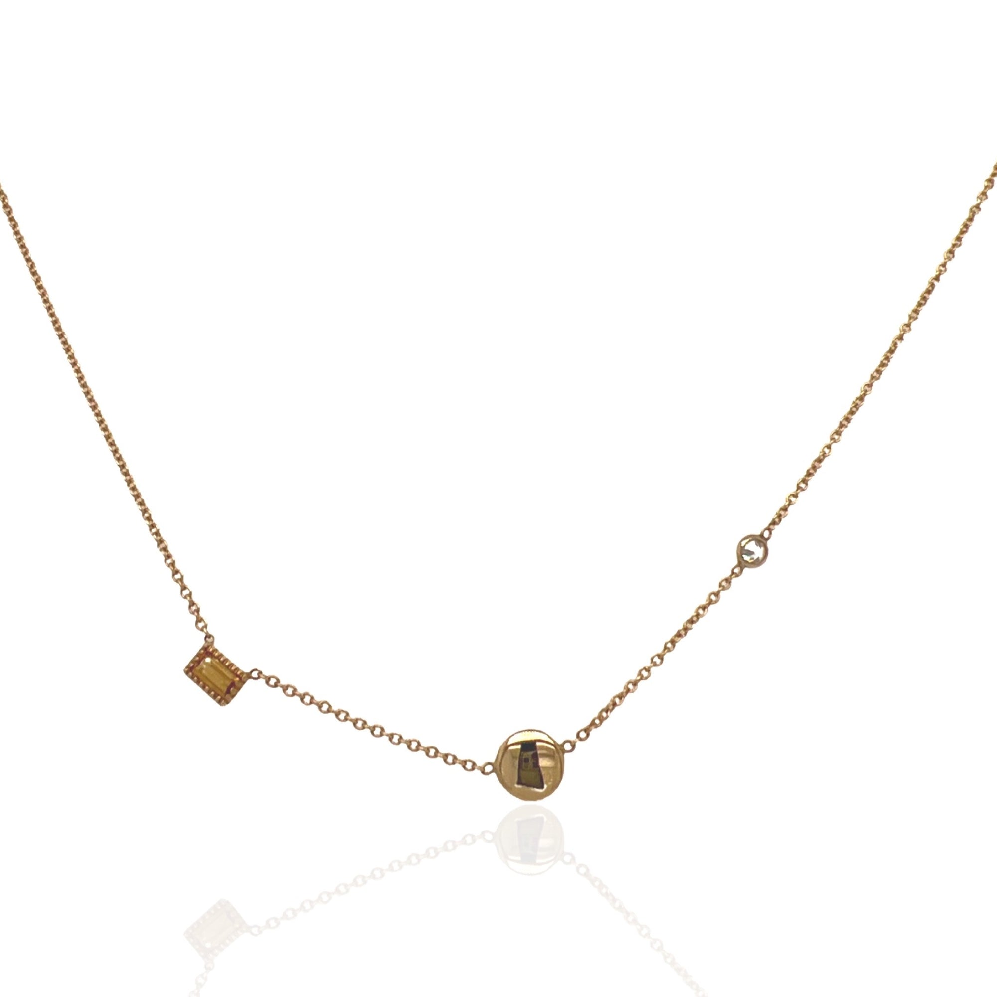 14 Karat Yellow Gold Citrine and Diamond Necklace