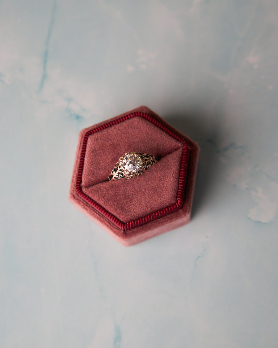 1.21ct Old European Cut Diamond Filigree Engagement Ring in 14K Yellow Gold