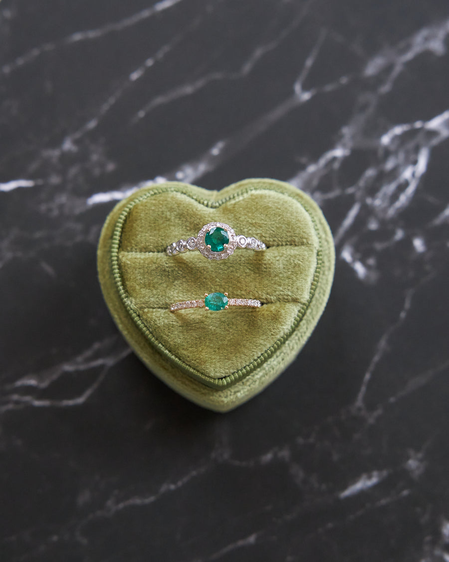 14 Karat White Gold Emerald and Diamond Ring