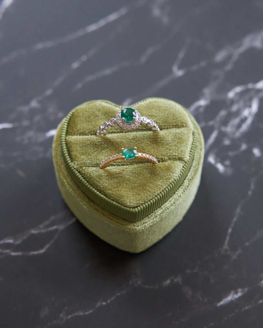 14 Karat White Gold Emerald and Diamond Ring