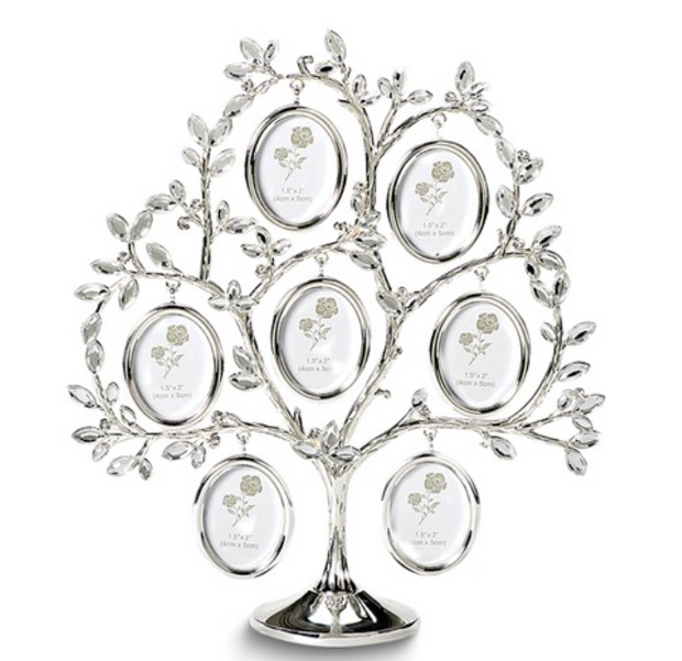 Silver-tone Metal Family Tree Photo Frame